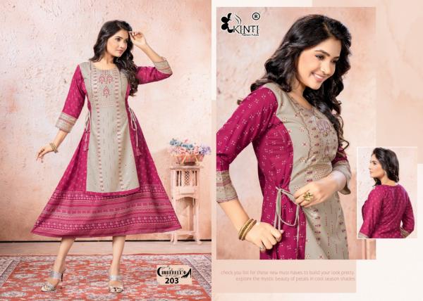 Kinti Cinderella 2 Rayon Designer Print Long Kurti Collection 